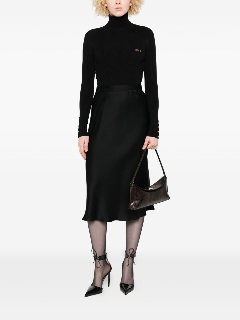 Abito Midi con Placca Logo Nero AM06B56E2 110 ELISABETTA FRANCHI
