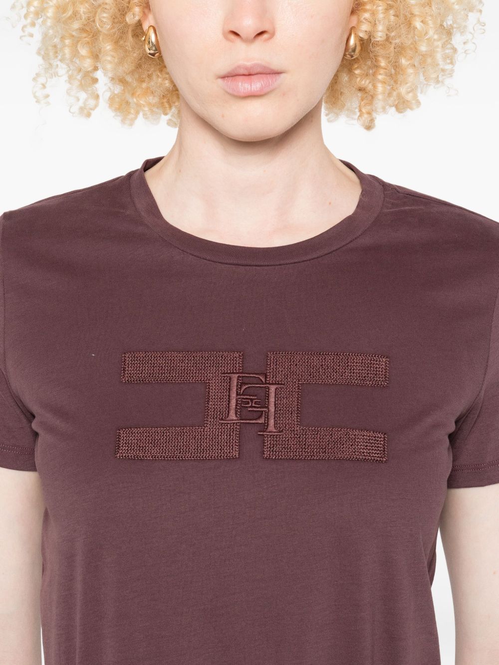 T-shirt a Maniche Corte con Logo Ricamato MA00756E2 EA4 ELISABETTA FRANCHI