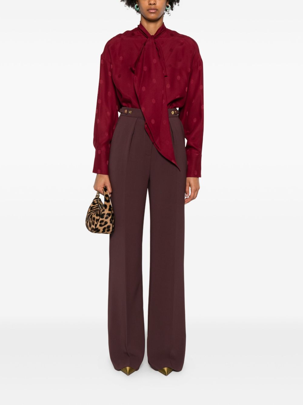 Pantaloni Dritti con Pieghe e Dettagli Oro PA09956E2 EA4 ELISABETTA FRANCHI
