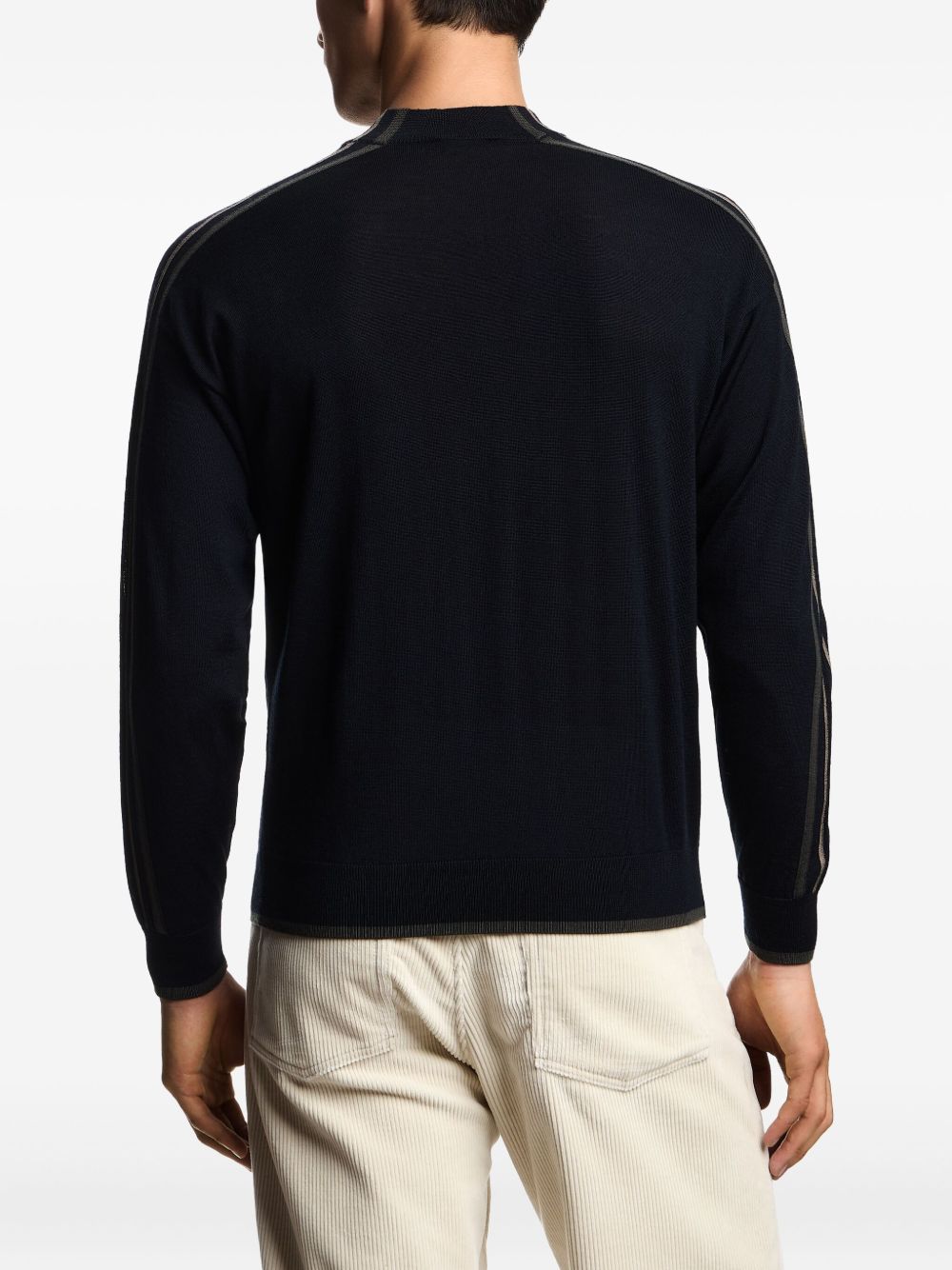 Maglione blu navy con dettagli a righe EM002423AF14199 FB070 EMPORIO ARMANI