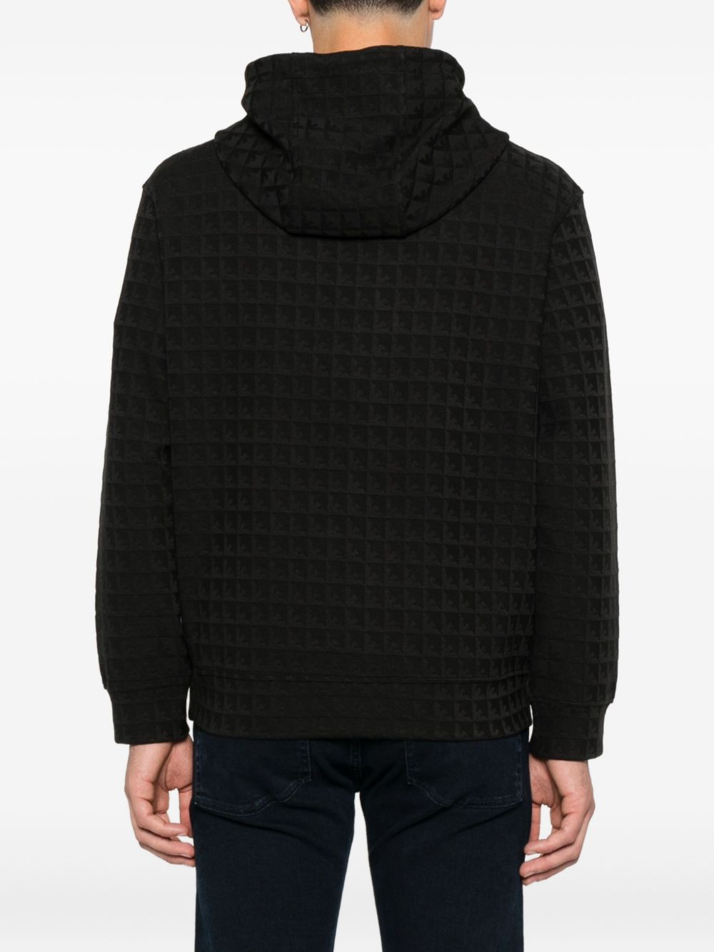 Felpa nera trapuntata con cappuccio e corda di tiratura EM003424AF13700 FC230 EMPORIO ARMANI