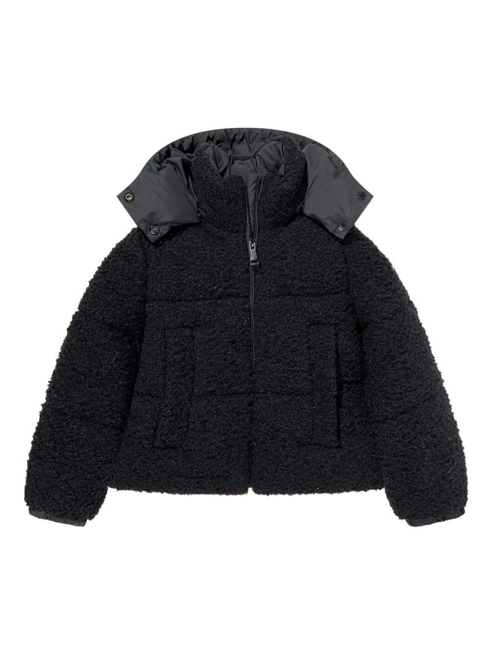 Giacca nera trapuntata con cappuccio K29541A0009389B68 999 MONCLER KIDS