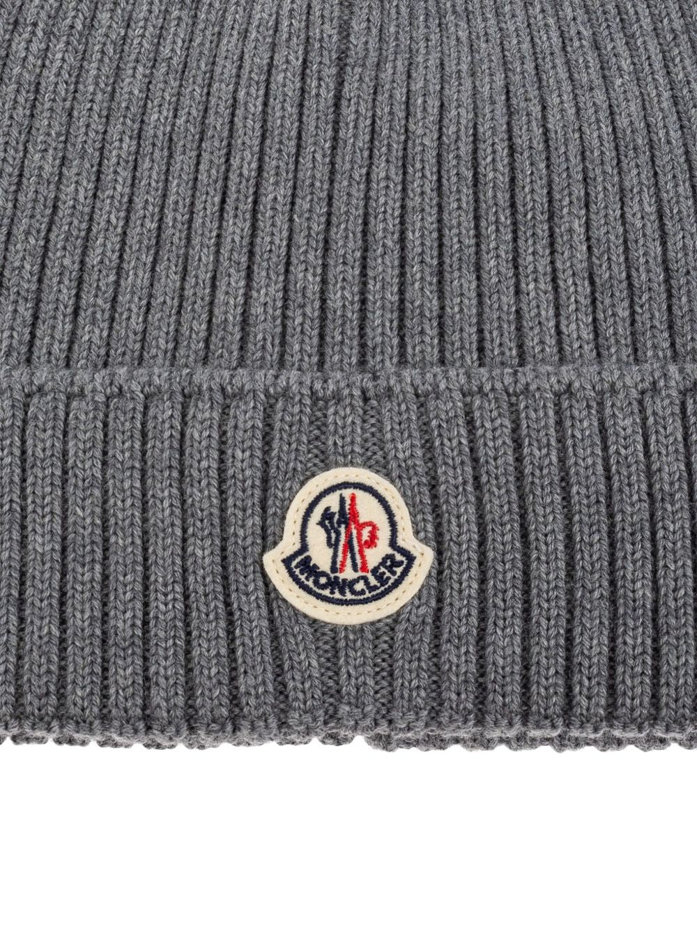 Berretto Grigio in Lana Vergine con Logo Frontale K29543B00009M1131 981 MONCLER KIDS