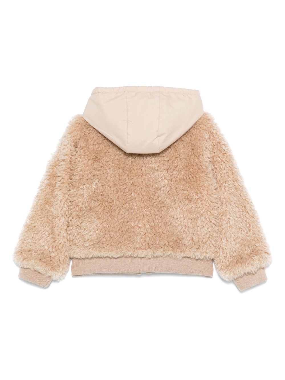 Felpa Teddy Beige con Cappuccio e Zip K29548G0001389B0G 268 MONCLER KIDS