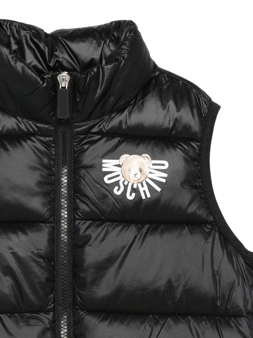 Gilet trapuntato nero con logo HQS02KL3A32 60100 MOSCHINO KIDS