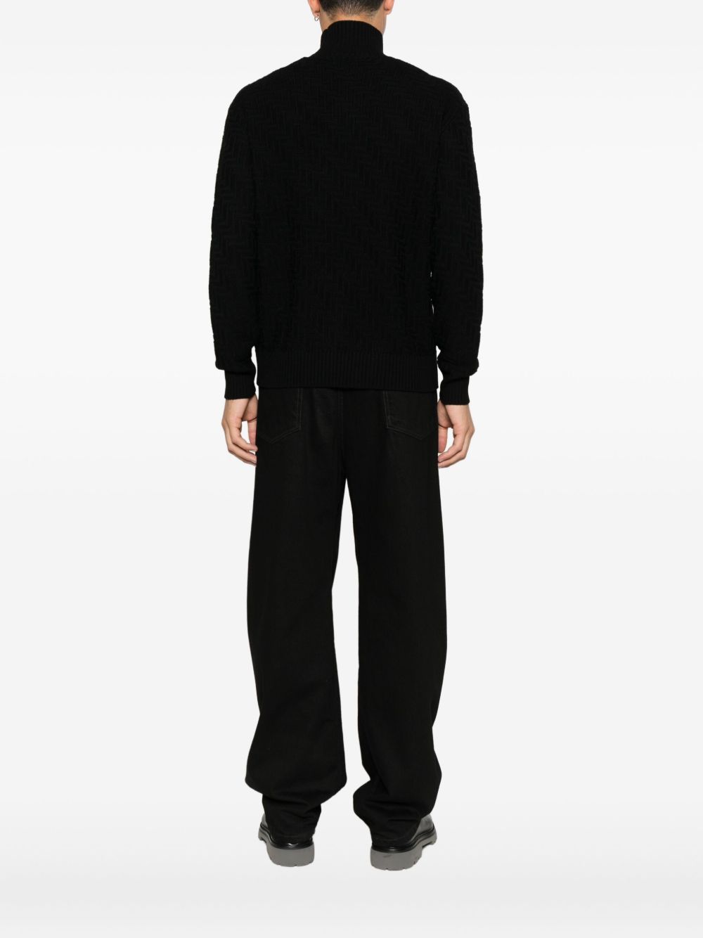 Maglione nero a collo alto in lana merino A031F009 9000 PAOLO PECORA