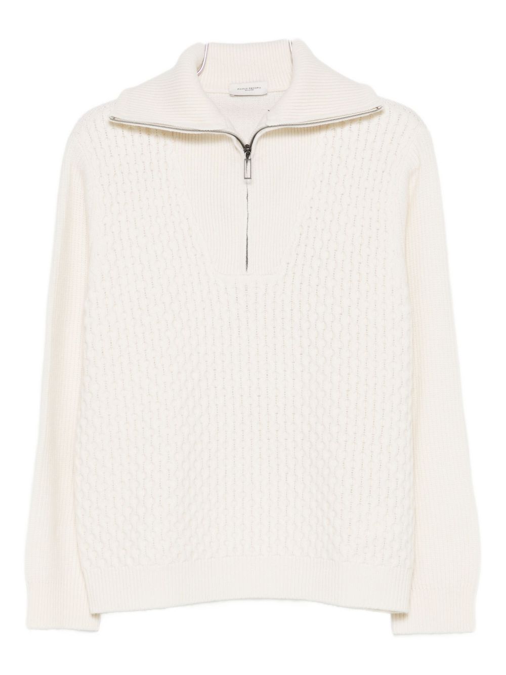 Maglione panna a intreccio con collo alto A067F004 1102 PAOLO PECORA
