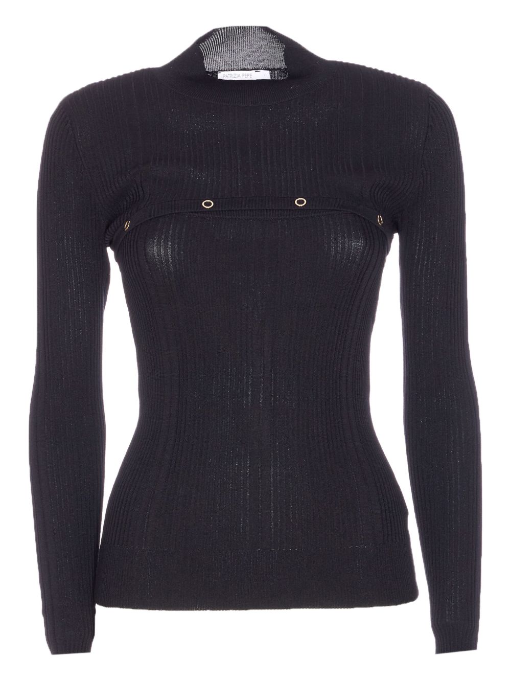 Top nero a coste con bottoni oro 8K0329K280 K103 PATRIZIA PEPE