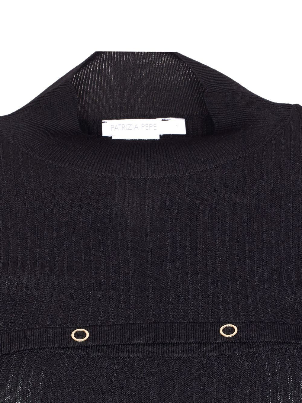 Top nero a coste con bottoni oro 8K0329K280 K103 PATRIZIA PEPE