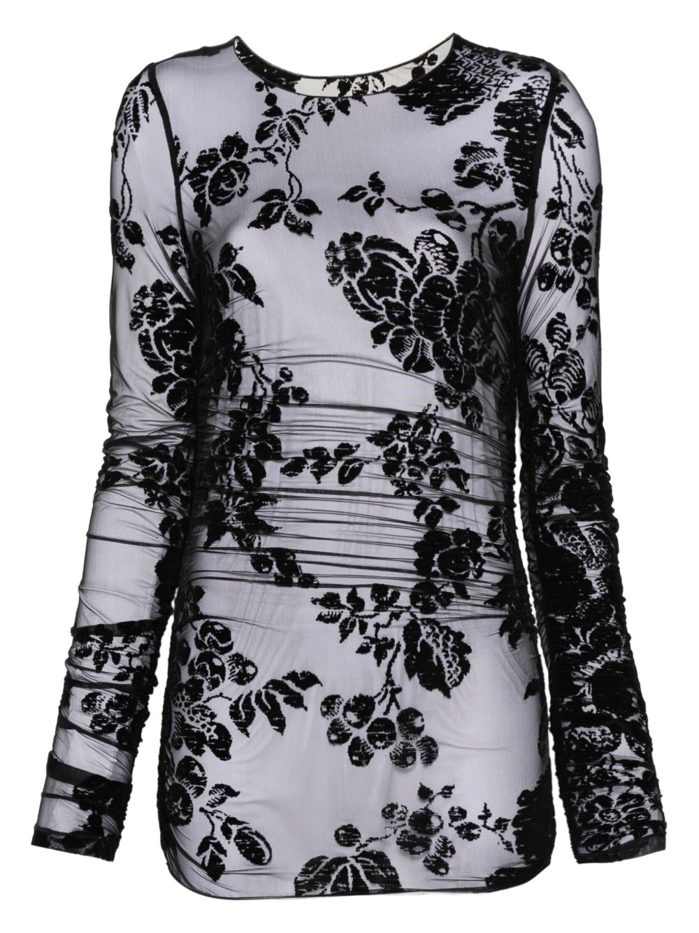 Top nero con stampa floreale e maniche lunghe 105601A2QD ZD0 PINKO