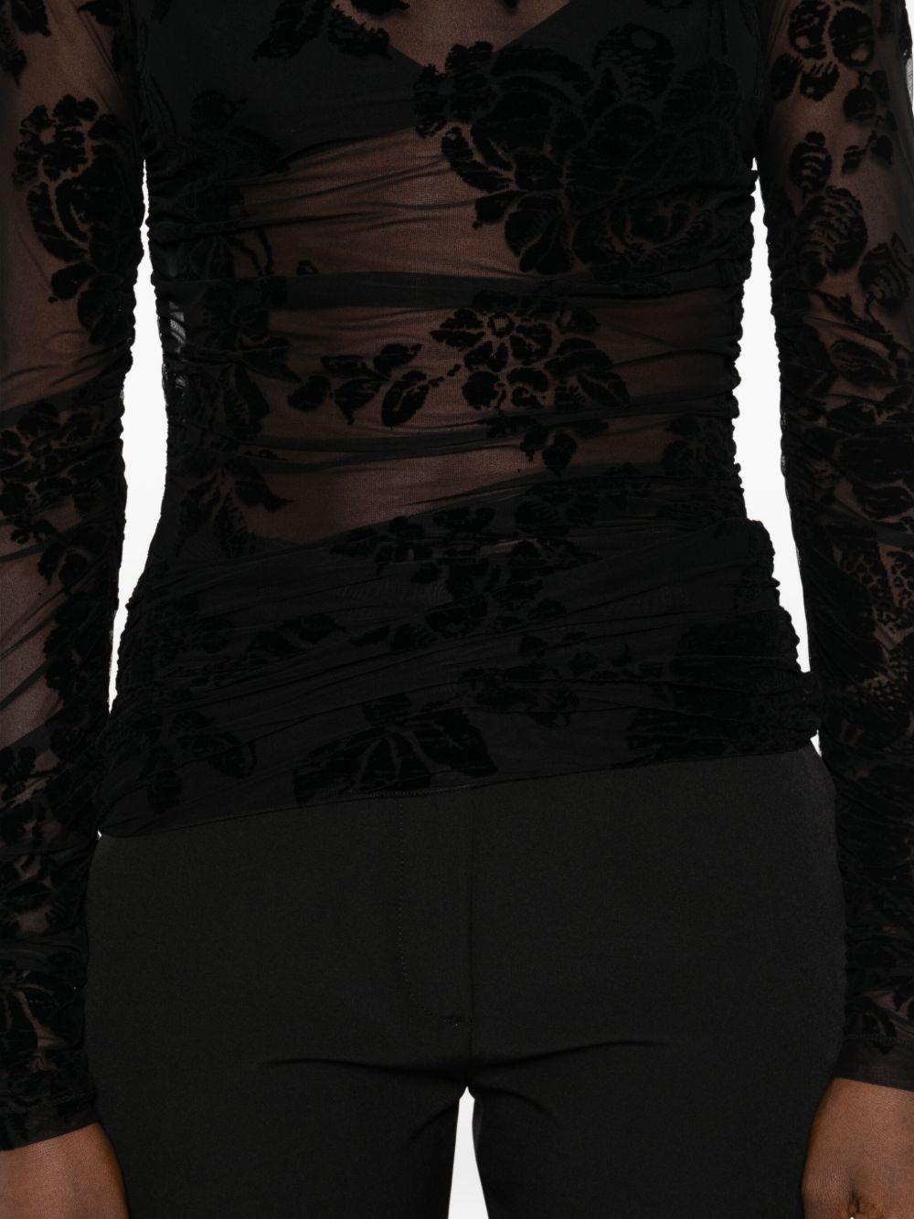 Top nero con stampa floreale e maniche lunghe 105601A2QD ZD0 PINKO