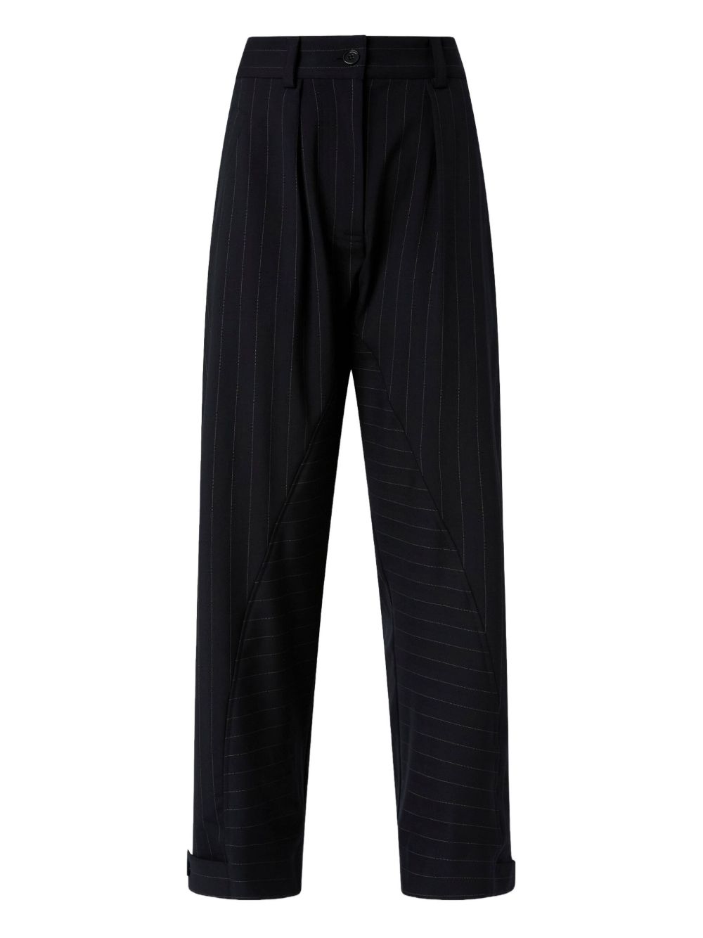 Pantaloni gessati blu con pieghe centrali 105707A2QY EZ1 PINKO