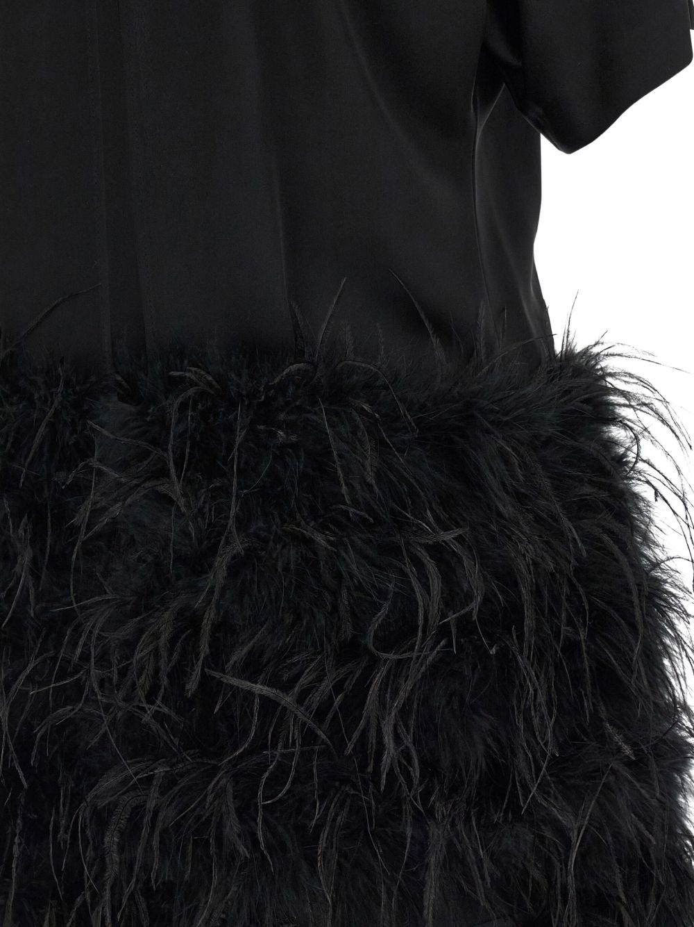 Abito nero con dettaglio in piume 105738A2UU Z99 PINKO