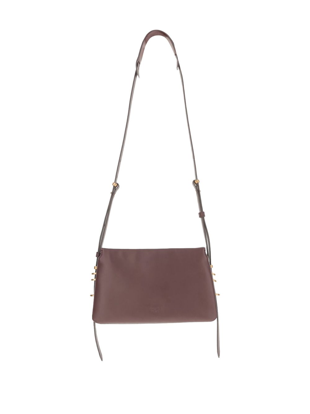 Borsa a tracolla rosso mogano in pelle con decorazione Love Birds 105883A0QO LA7Q PINKO