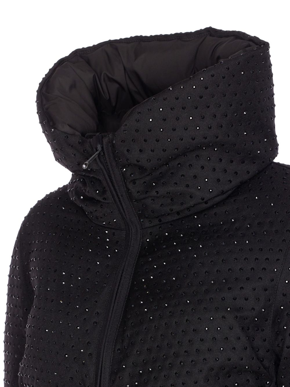 Giacca nera con collo alto e decorazione con strass 106014A2ZF Z99 PINKO