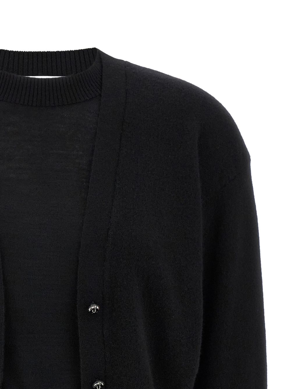 Maglione nero girocollo con dettagli bottoni 25AMPU055ML0323 P001 RABANNE