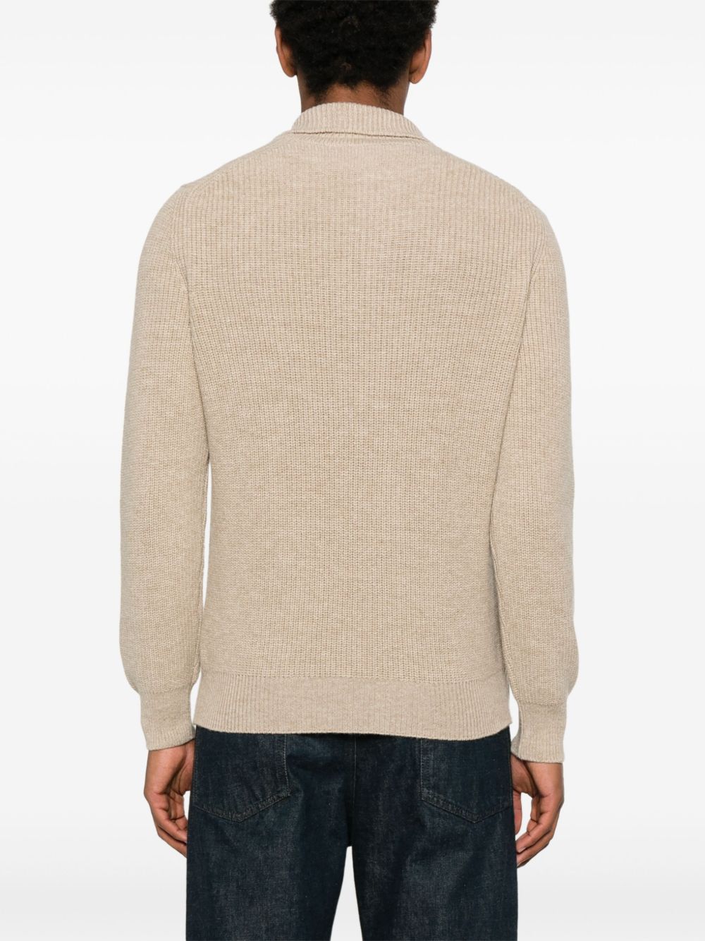 Maglione beige a coste con colletto classico LUTAGSI2508 010 TAGLIATORE