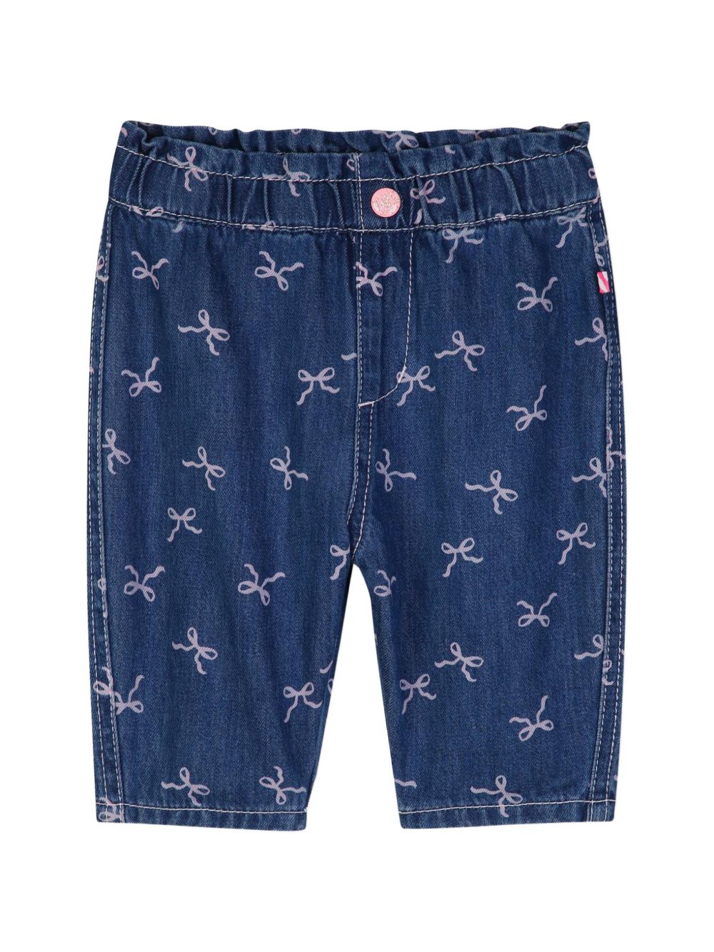 Pantaloni in denim, vita elastica, stampa a nodi all-over. U22249 Z10 BILLIE BLUSH KIDS