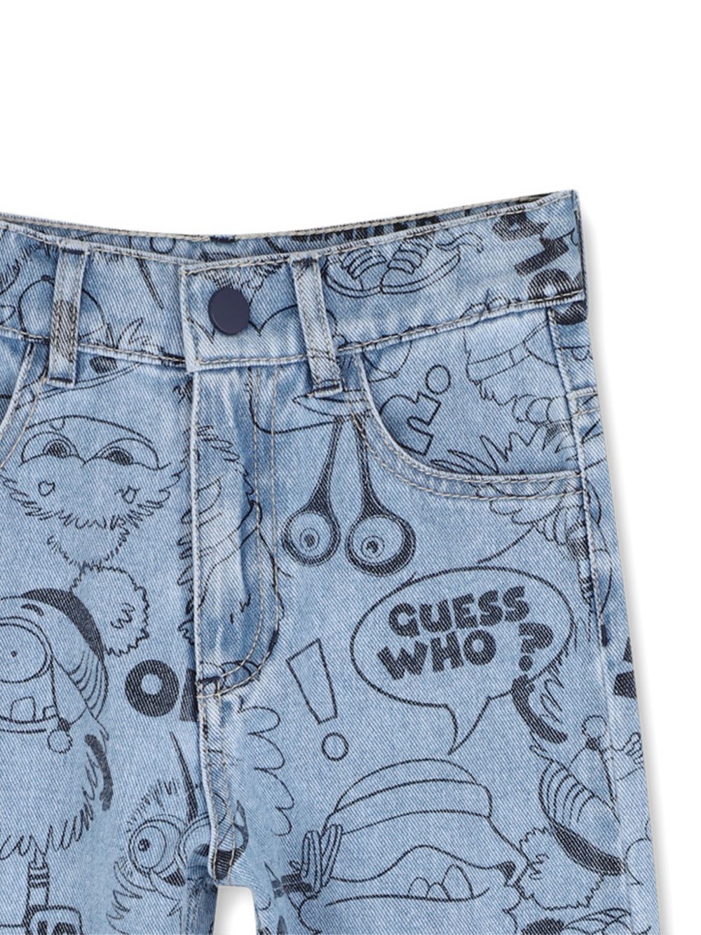 Pantaloni in denim con an all-over "monstars", 4 tasche, vita regolabile con zip. Vestibilità regolare. U22325 Z18 BILLIE BLUSH KIDS