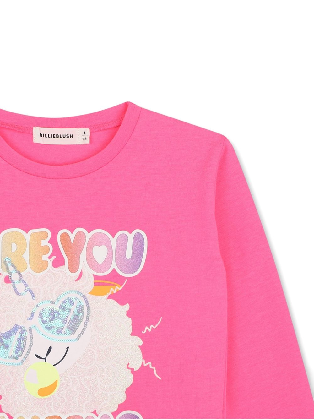 T-shirt in jersey, maniche lunghe, illustrazione con paillettes e glitter sul davanti. Vestibilità comfort. U22380 47A BILLIE BLUSH KIDS