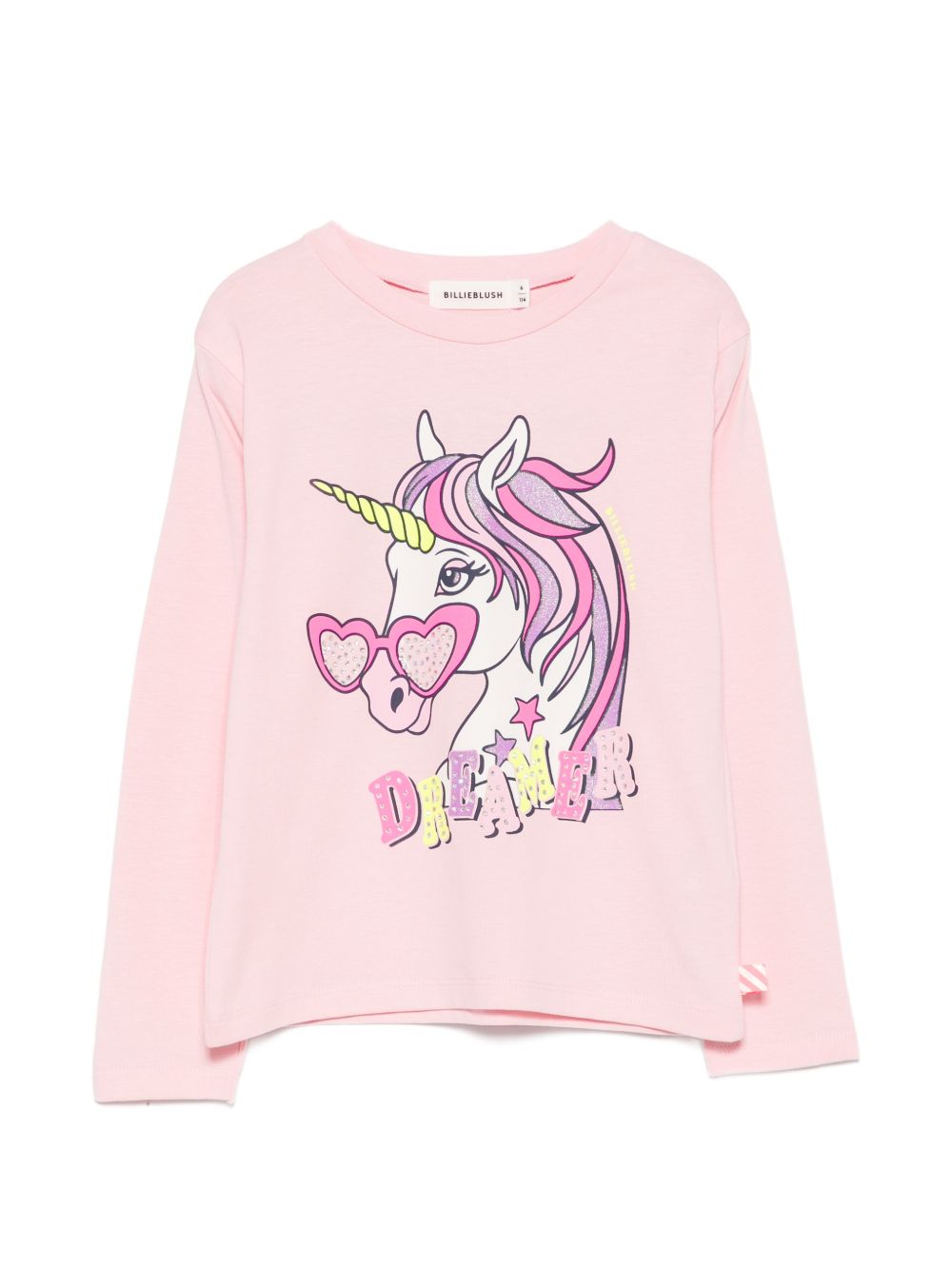 T-shirt in jersey, maniche lunghe, illustrazione con strass sul davanti. Vestibilità comfort. U22384 467 BILLIE BLUSH KIDS