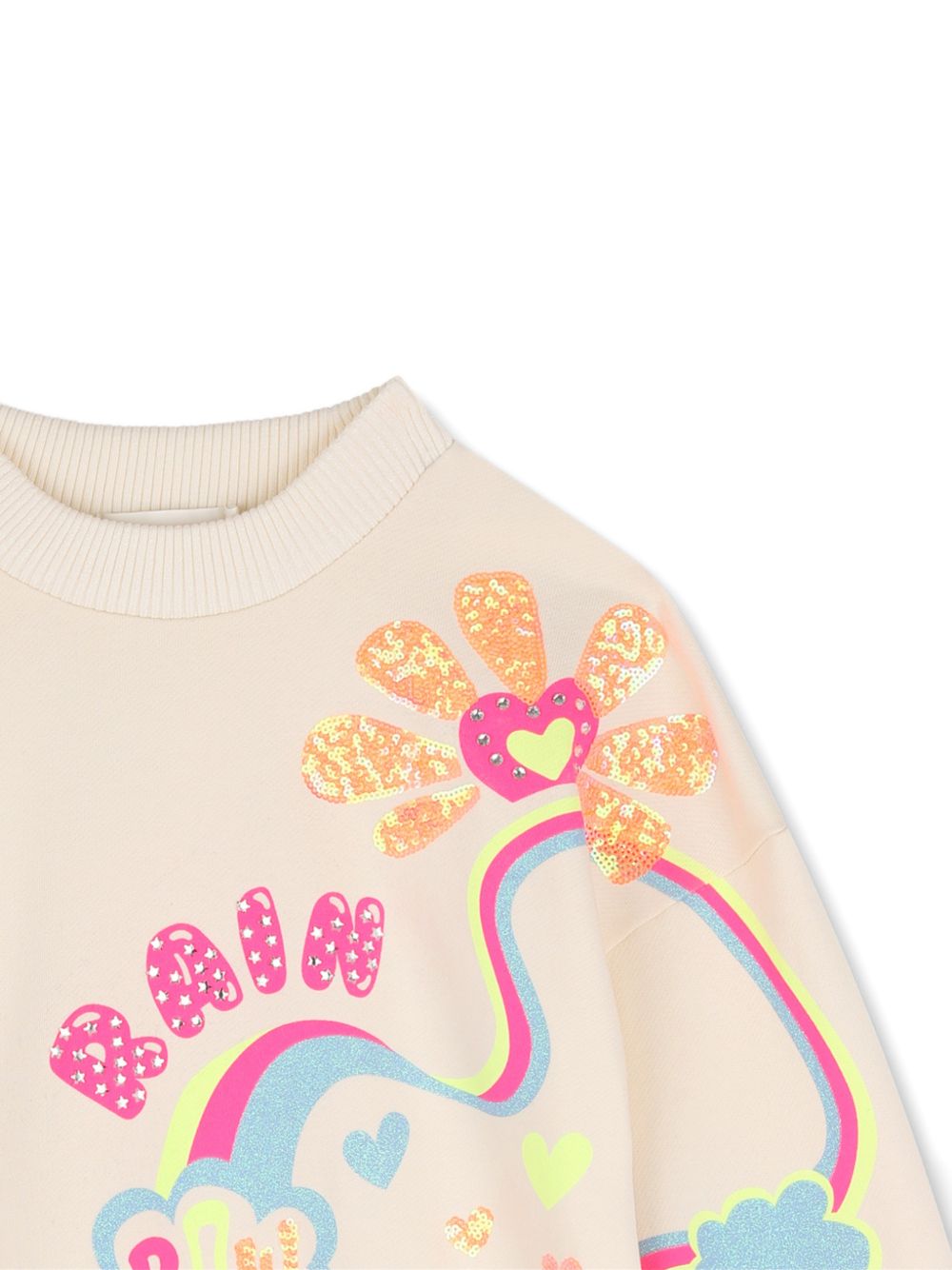 Felpa in cotone garzato, costina su scollo, polsini e fondo, illustrazione con borchie, paillettes e glitter sul davanti. U22397 243 BILLIE BLUSH KIDS