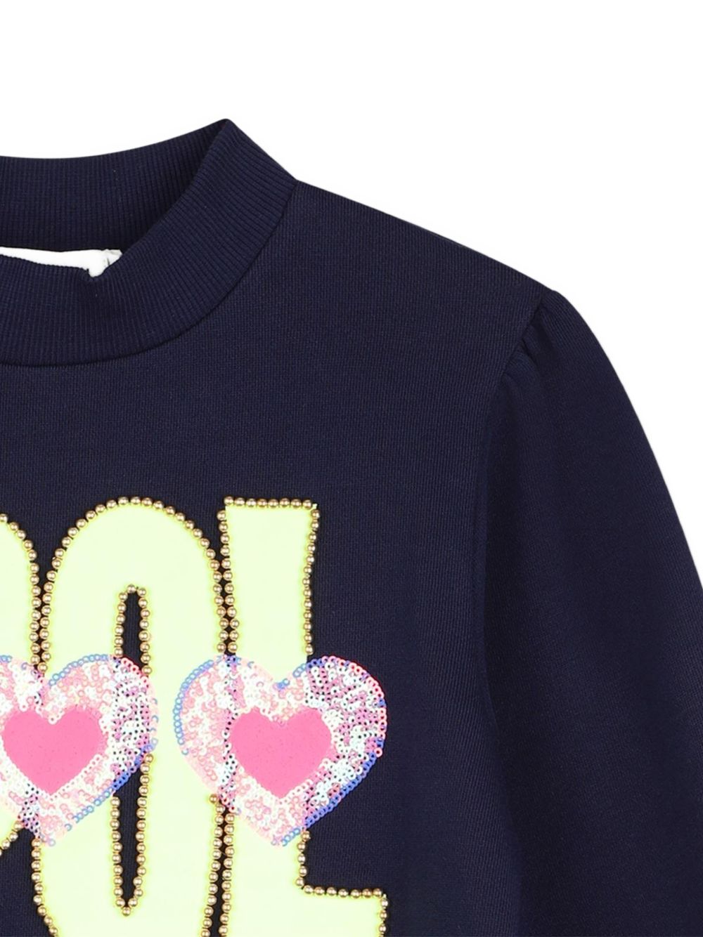 Felpa in cotone garzato, costina su scollo, polsini e fondo, illustrazione con perle e paillettes sul davanti. U22398 85T BILLIE BLUSH KIDS