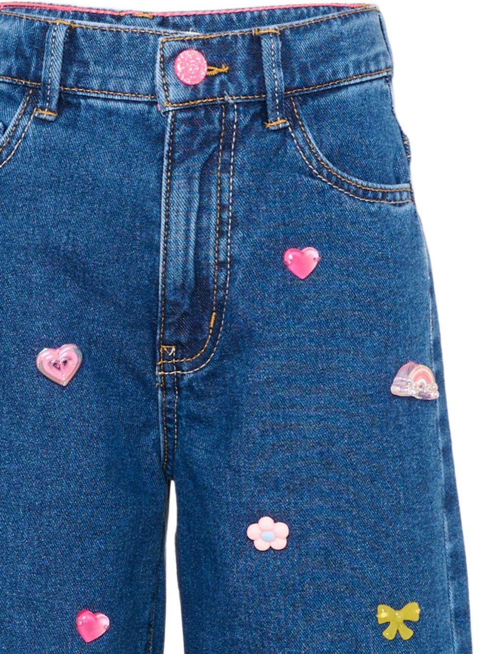 Pantaloni in denim, 5 tasche, vita regolabile con zip, elementi fantasia. Vestibilità baggy. U22410 Z22 BILLIE BLUSH KIDS