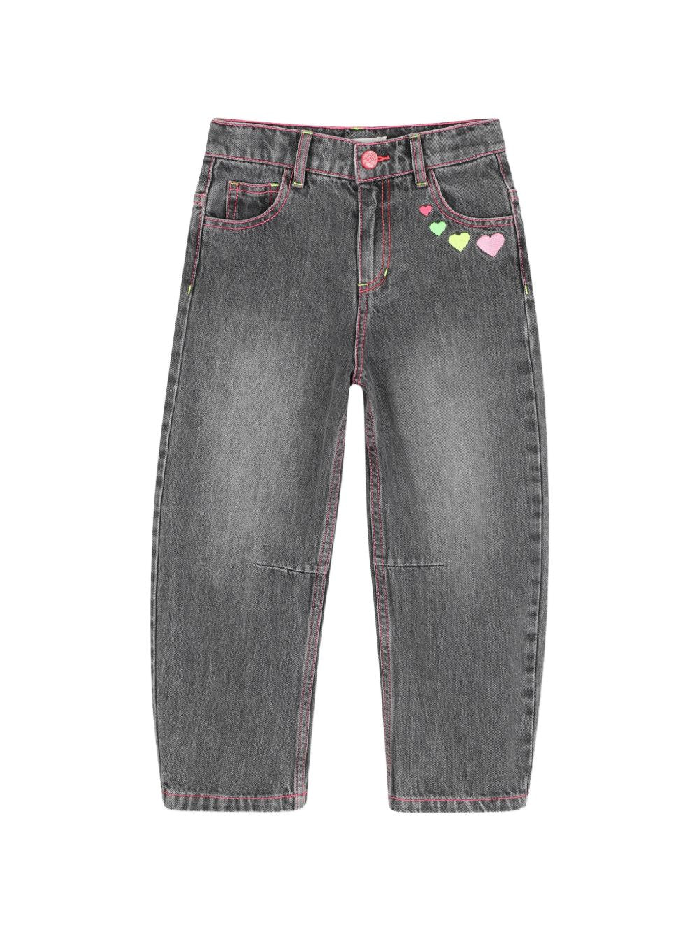 Pantaloni in denim, 5 tasche, vita regolabile con patta, ricamo sul davanti, pince alle ginocchia. Vestibilità a barile. U22413 Z20 BILLIE BLUSH KIDS