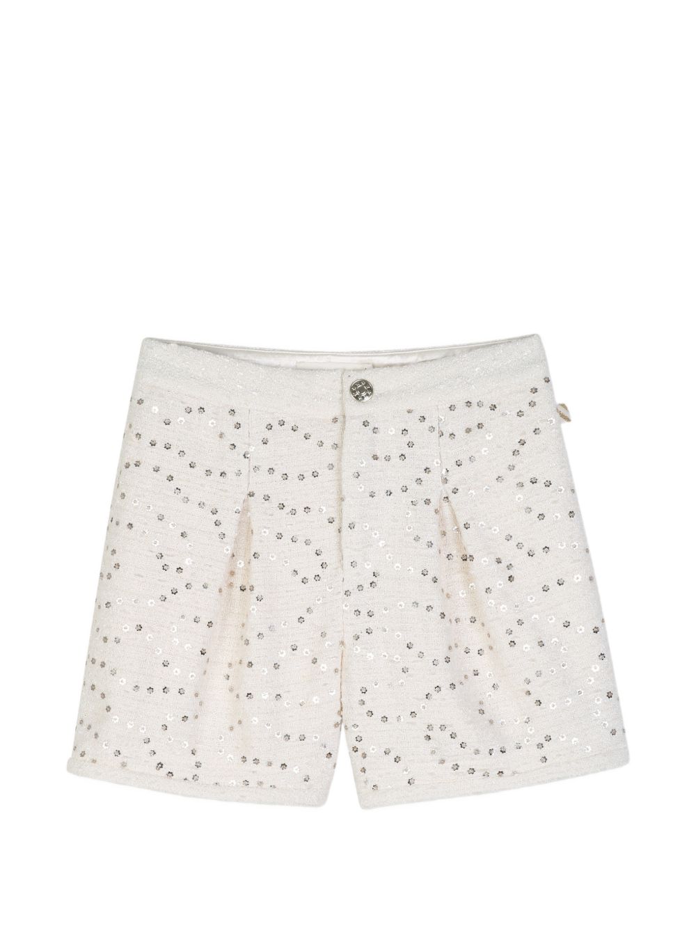 Tweed shorts ricamato con paillettes, vita regolabile con zip. U22429 121 BILLIE BLUSH KIDS