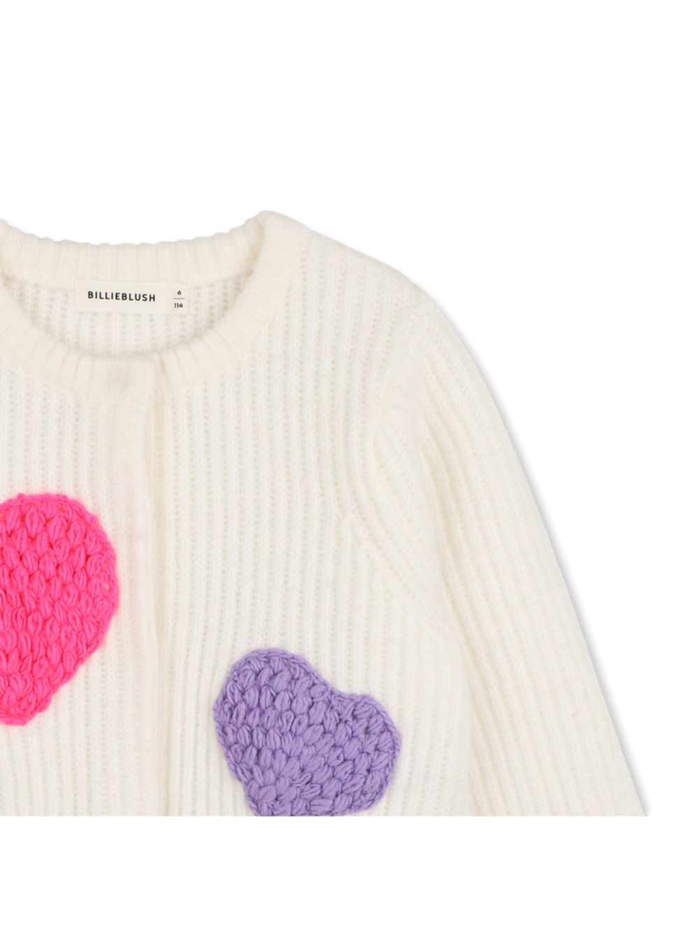 Cardigan in maglia, cuori applicati sul davanti e manica, chiusura con bottoni automatici. U22473 121 BILLIE BLUSH KIDS