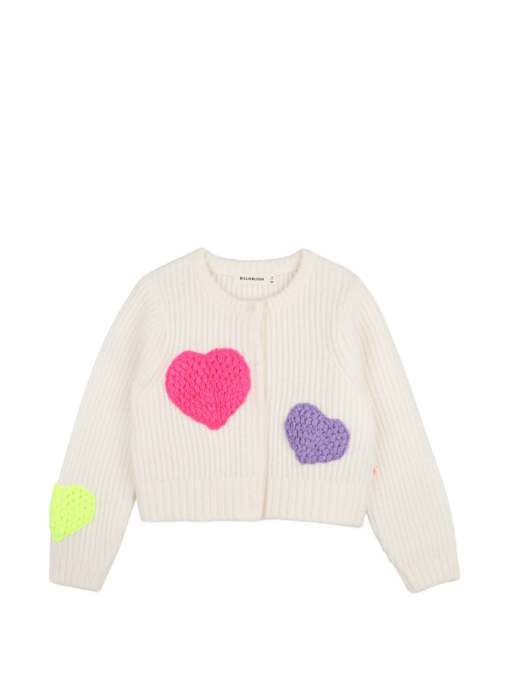 Cardigan in maglia, cuori applicati sul davanti e manica, chiusura con bottoni automatici. U22473 121 BILLIE BLUSH KIDS