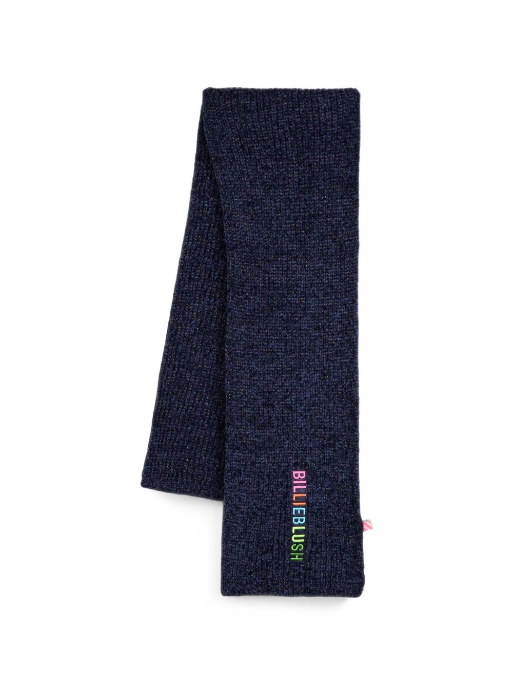 Scarf, knit fantasia thread "chenille" e metal aspect threads. Ricamo e glitter badge. A righe woven label on side. Composition : polyester. T1=110x18 t2=130x19 t3=150x20 cm. U22519 85T BILLIE BLUSH KIDS