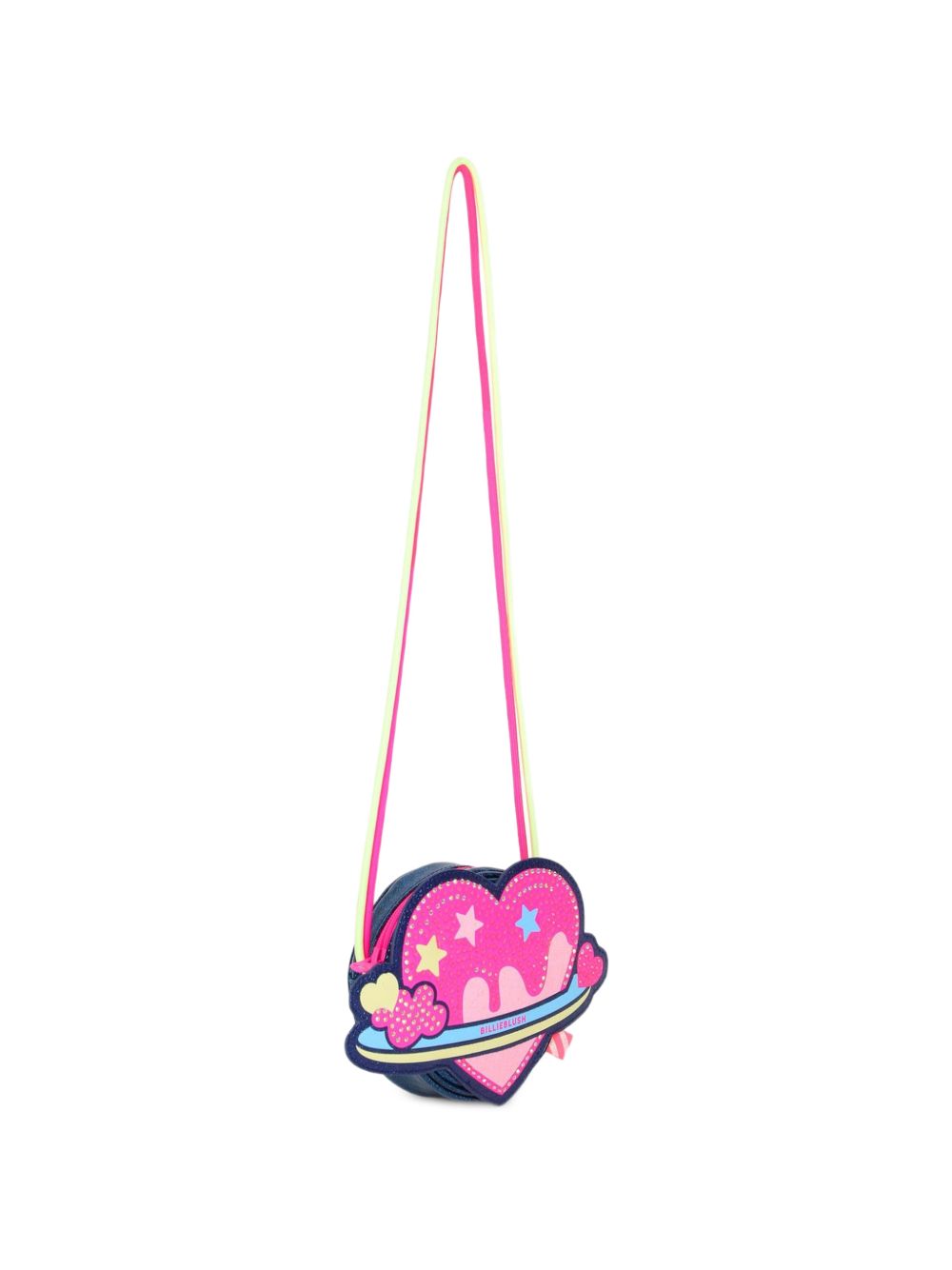 Cuore handbag. Glitter simili. Strass e glitter illustrazione. Cords spalla strap. Chiusura con zip. A righe woven label. Dimensions : 12x12x4,5 cm. U22521 85T BILLIE BLUSH KIDS