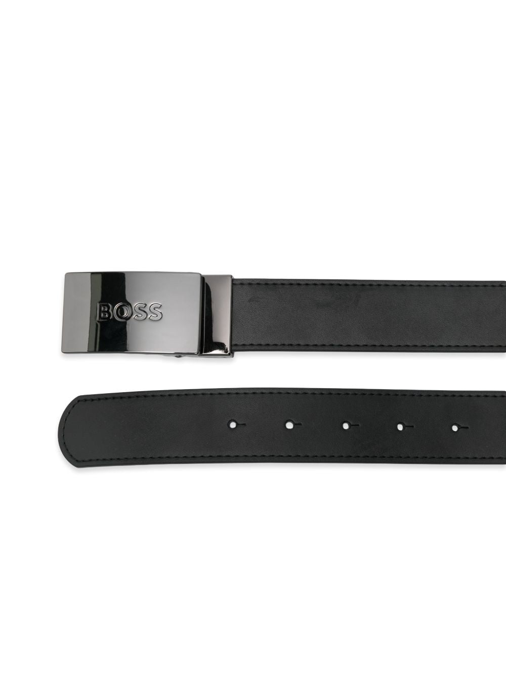 Reversible cintura in cow leather con engraved brand metal buckle. Painted edges for better finishing. Mineral tanning. Sold in a branded woven bag J53151 09B BOSS KIDSWEAR