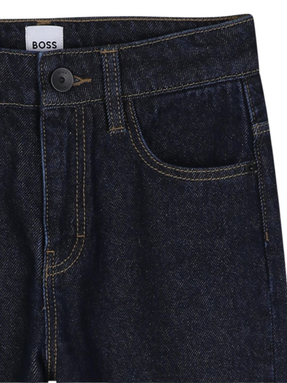 Pantaloni in denim in cotton. 2 davanti tasche, 2 retro tasche. Rivet on davanti tasche. Double b rivet on retro tasca. Boss label on retro fascia in vita. Boss raised logo. Vestibilità morbida J53358 Z35 BOSS KIDSWEAR