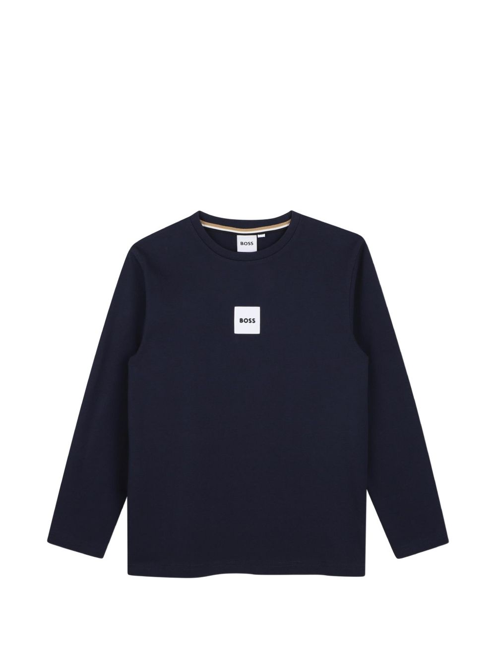 Long-sleeved t-shirt in jersey, cotton. Boss woven label centered on chest. J53408 849 BOSS KIDSWEAR