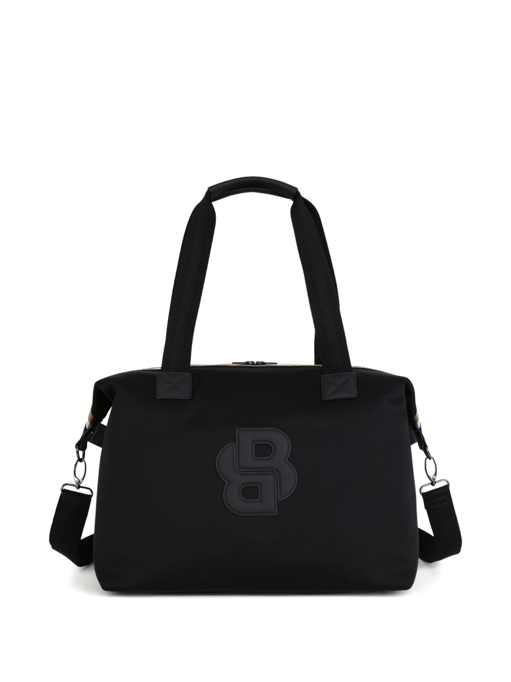 Changing bag in matt thick fabric e gum effect simili (in details). Double b in coated fabric gum effect con relief. Branded stampa on retro. Changing mat + 2 stroller straps + removable strap e handles in textured jacquard. Large tasche on retro. In J53560 09B BOSS KIDSWEAR
