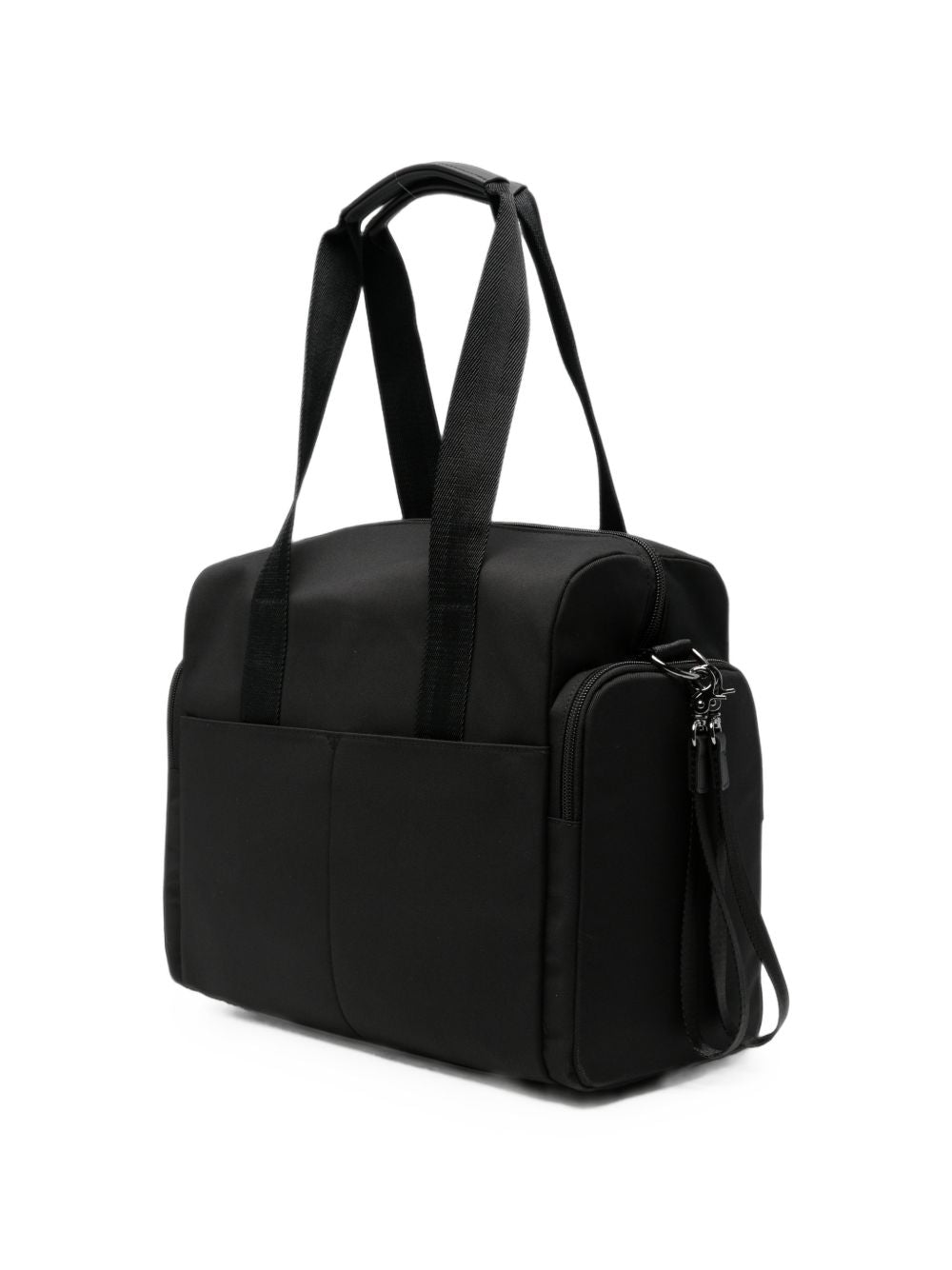 Changing bag in matt polyester e gum effect simili (in details). Double b all-over stampa inside logo on davanti. Tricolor woven tab. Changing mat + 2 stroller straps + removable strap e handles in textured jacquard. External large tasche. Tasche on J53561 09B BOSS KIDSWEAR
