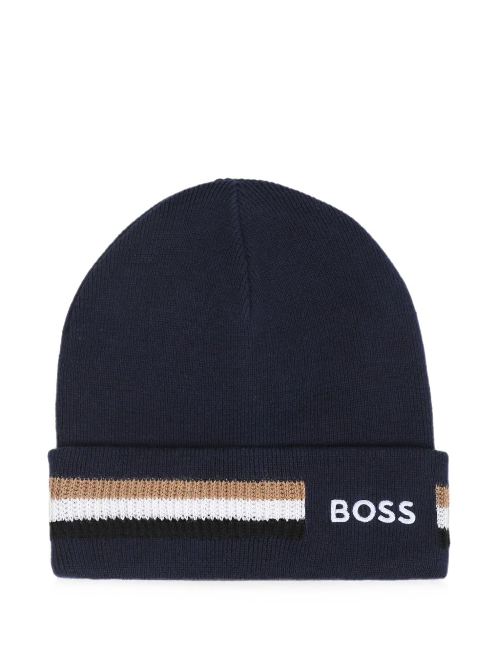 Knit beanie in double layer. Iconic stripes in jacquard e branded ricamo. 100% cotton J53586 849 BOSS KIDSWEAR