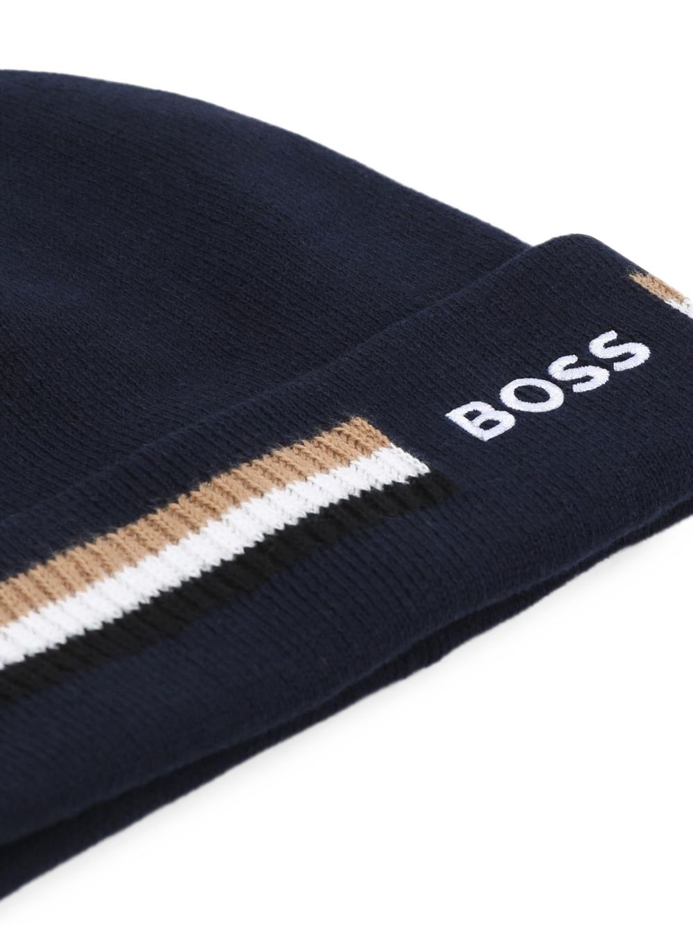 Knit beanie in double layer. Iconic stripes in jacquard e branded ricamo. 100% cotton J53586 849 BOSS KIDSWEAR