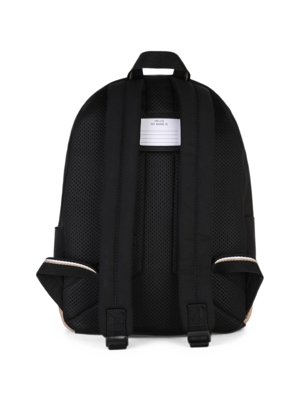 Backpack in matt weft fabric. Branded in silicone stampa con contrasted edges. Tricolor woven tab. Side tasche. Padded retro e spalla straps con mesh, for better comfort. Name label on retro. Chiusura con zip. Matched messenger bag j53594 e small bac J53598 09B BOSS KIDSWEAR