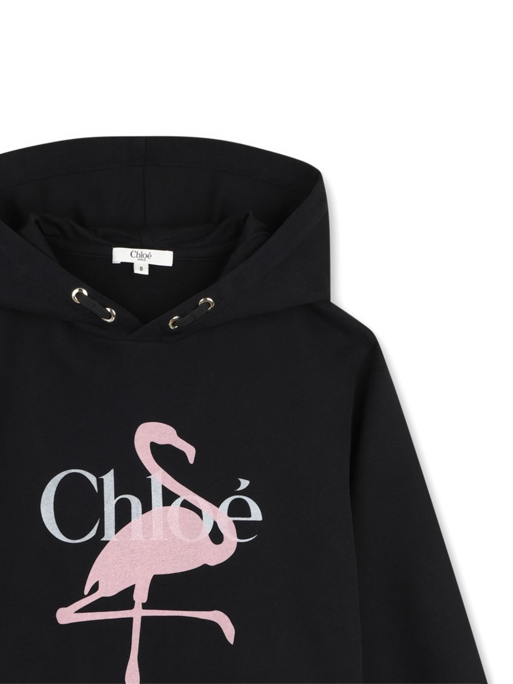 Hodded vestito in cotone garzato, containing cotton from organic farming, fantasia illusration branded con chloé logo printed on davanti. C21245 09B CHLOE KIDS