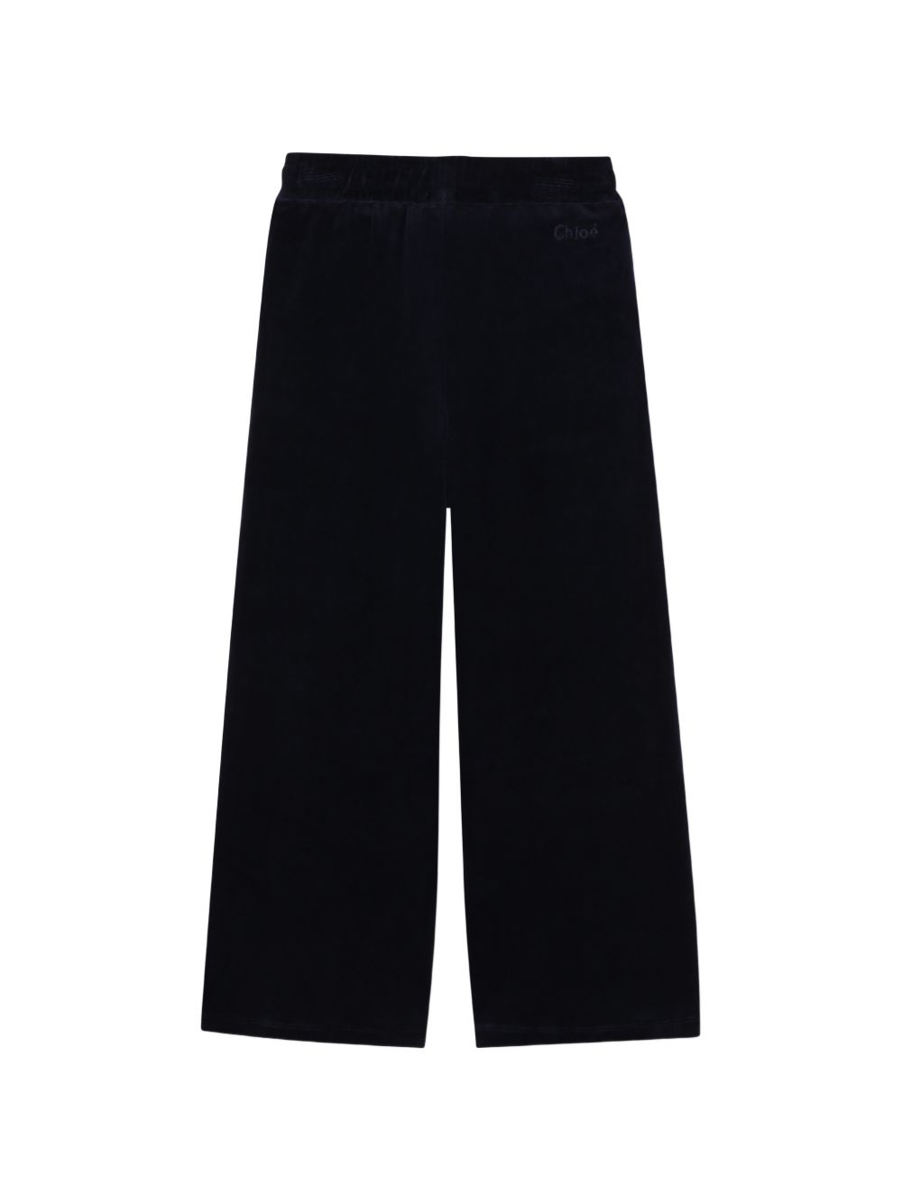 Velluto pantaloni, containing cotton from organic farming, vita elastica con eyelets e coulisse ends in metal chloe branded, chloe metal snap buttons on davanti, ricamato chloé logo on retro. C21263 859 CHLOE KIDS