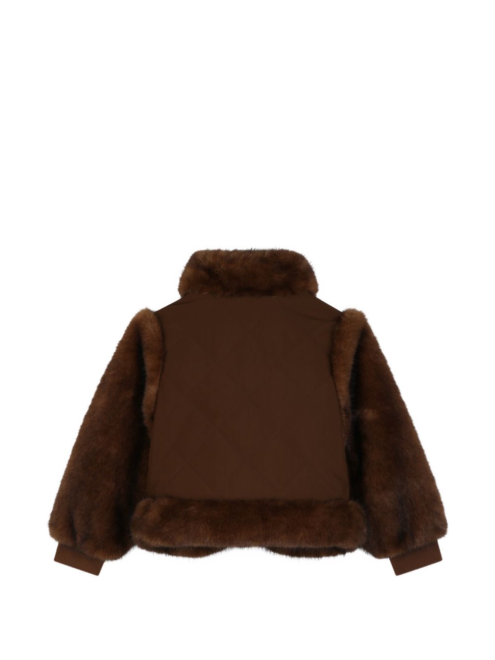 Jacket in eco-pelliccia e polyester e polyamide fabric, costina cuff, polyester twill fodera, zipped chiusura, chloe metal plate on davanti. C21279 33F CHLOE KIDS