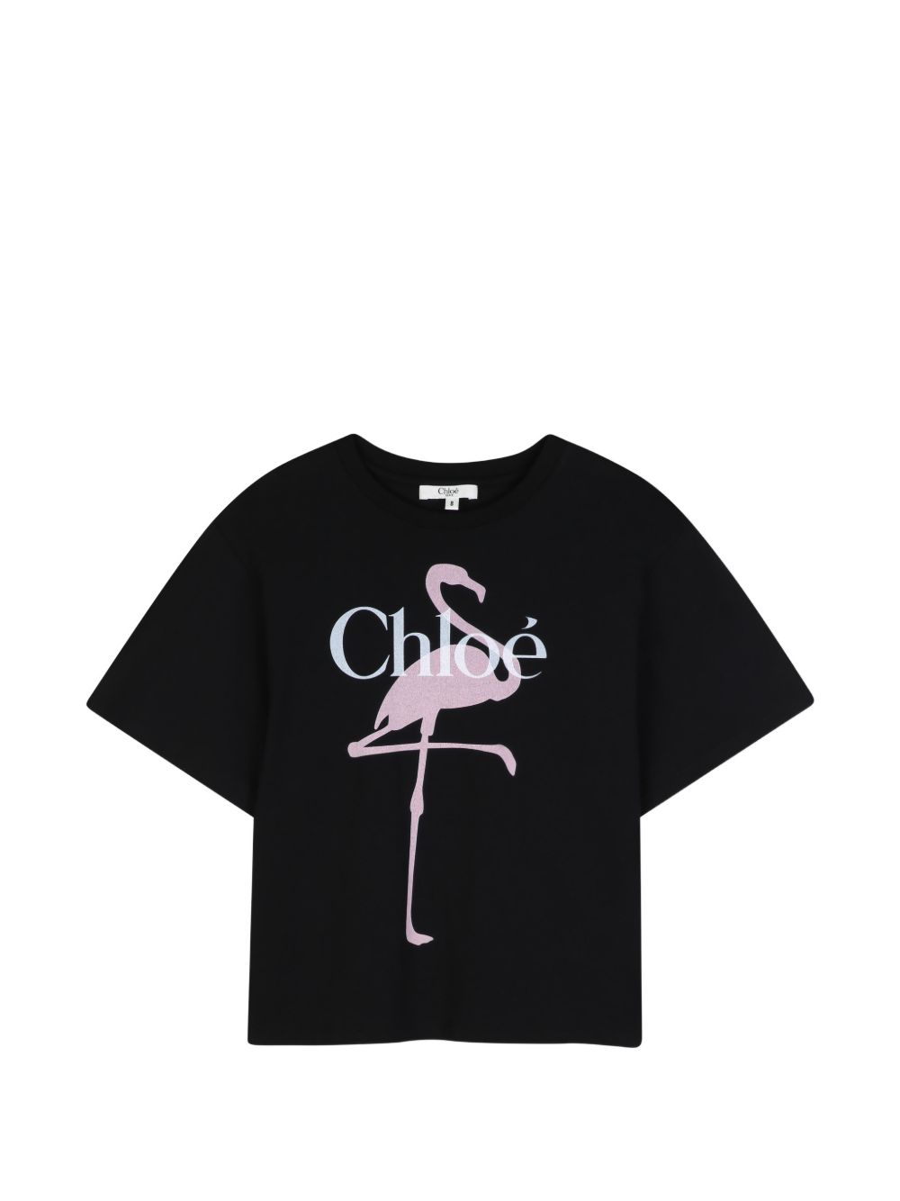 T-shirt in jersey containing cotton from organic farming, fantasia illusration branded con chloé logo printed on davanti. C21300 09B CHLOE KIDS