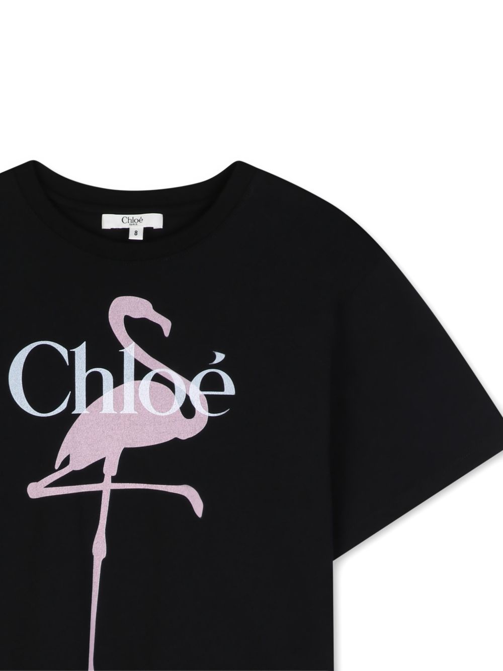 T-shirt in jersey containing cotton from organic farming, fantasia illusration branded con chloé logo printed on davanti. C21300 09B CHLOE KIDS