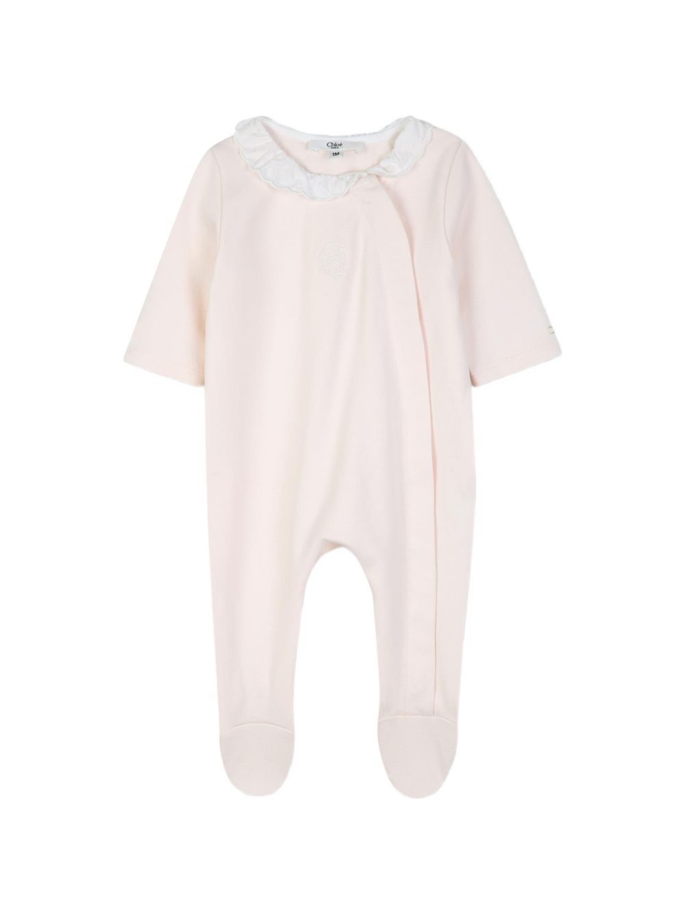 Set of pyjamas, beanie, bib ricamato con chloe "c". Pyjamas : interlock containing cotton from organic farming, con ricamato collar in poplin, containing cotton from organic farming, chloe logo printed con metallic aspect on fondo manica, snapped chi C21367 440 CHLOE KIDS