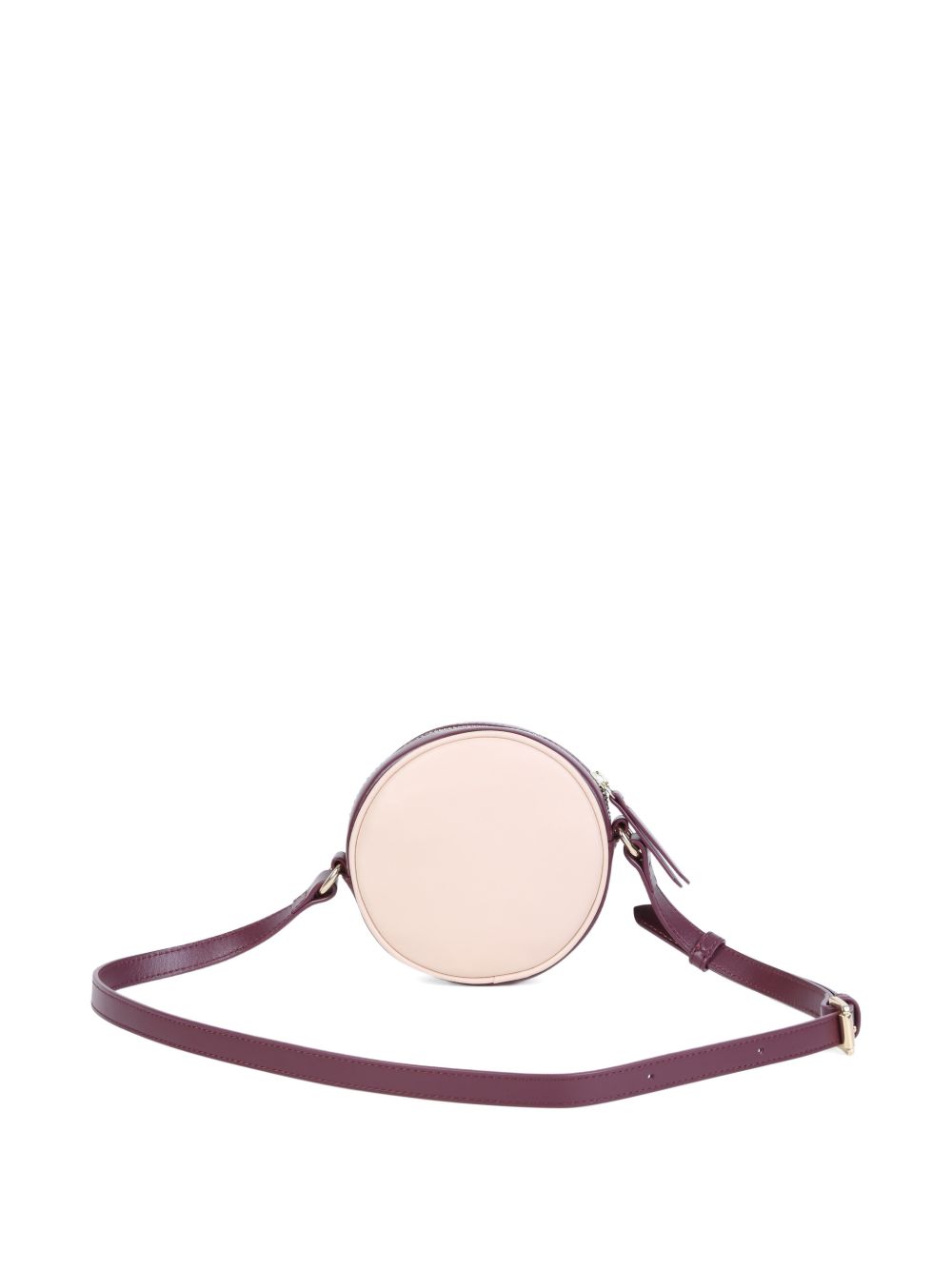 Rounded spalla bag, in goat leather, zipped chiusura, patch in goat leather (chrome tanning) con chloe horse embossed. Cotton twill fodera. Diameter: 13cm, depth : 5cm, strap length: 90cm. C21396 20E CHLOE KIDS