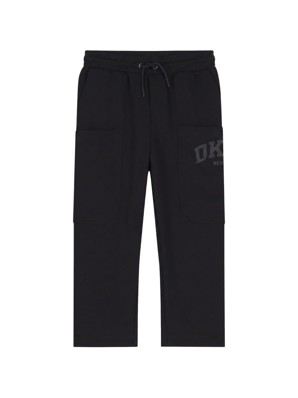 Light milano pantaloni, 62% viscose, 33% polyamide, 5% élasthanne. Tasche on sides. Printed dkny logo in rubber ink sul side e 2 davanti tasche. D62867 09B DKNY KIDS